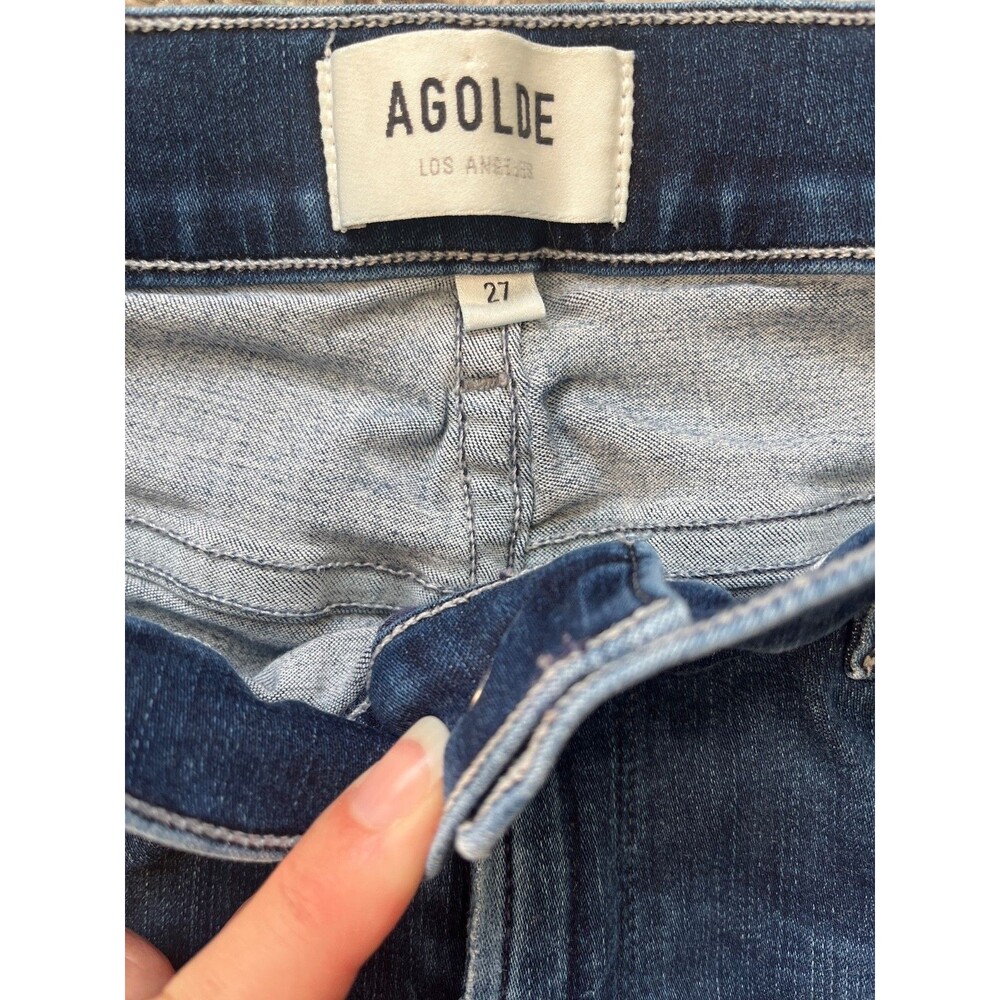 AGOLDE Sophie Crop Jeans Women's Size 27 Raw Hem Slim Jean Medium/Dark Wash - Picture 2 of 9